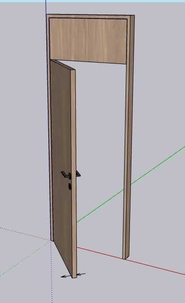 SketchUp dynamic door plain veneer Low-poly 3D model_3