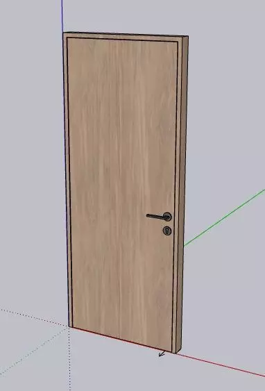 SketchUp dynamic door plain veneer Low-poly 3D model_0