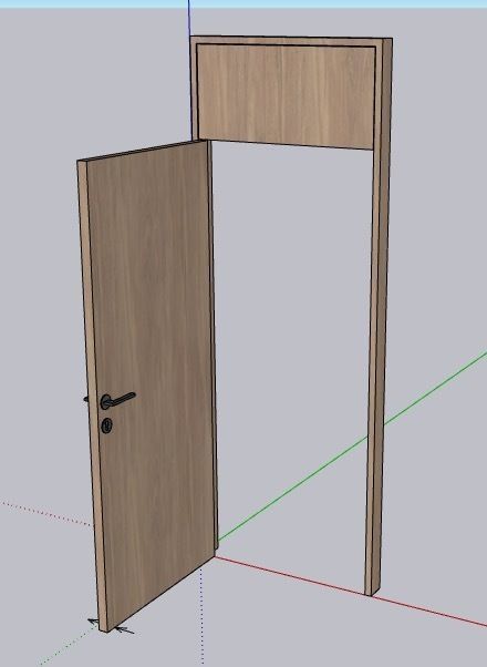 SketchUp dynamic door plain veneer Low-poly 3D model_4