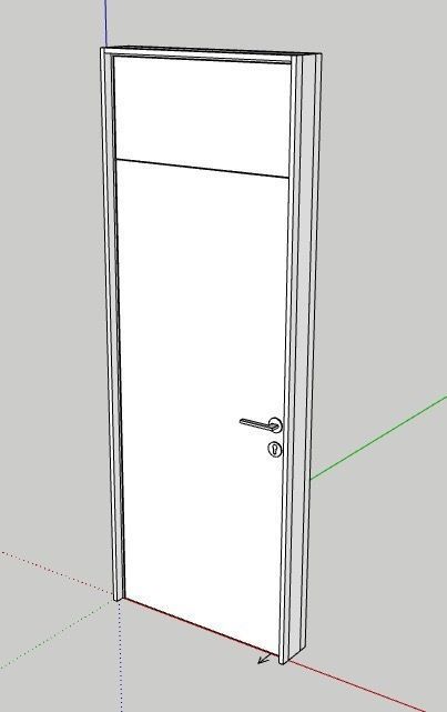 SketchUp dynamic door plain veneer Low-poly 3D model_5