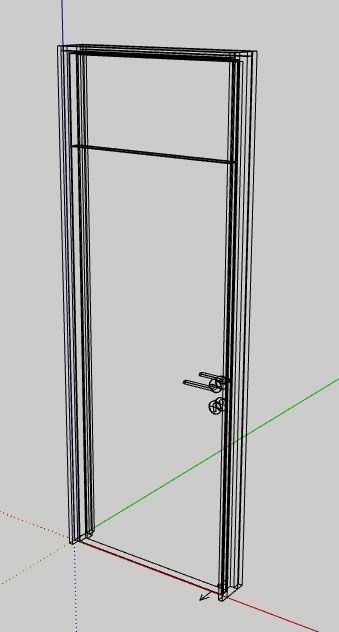 SketchUp dynamic door plain veneer Low-poly 3D model_6