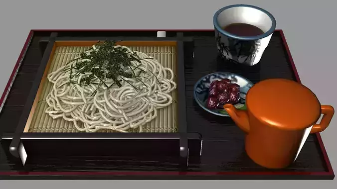 Japanese Food Soba Set Low-poly 3D model