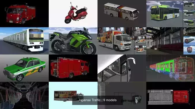 Japanse Traffic 3D Model Collection