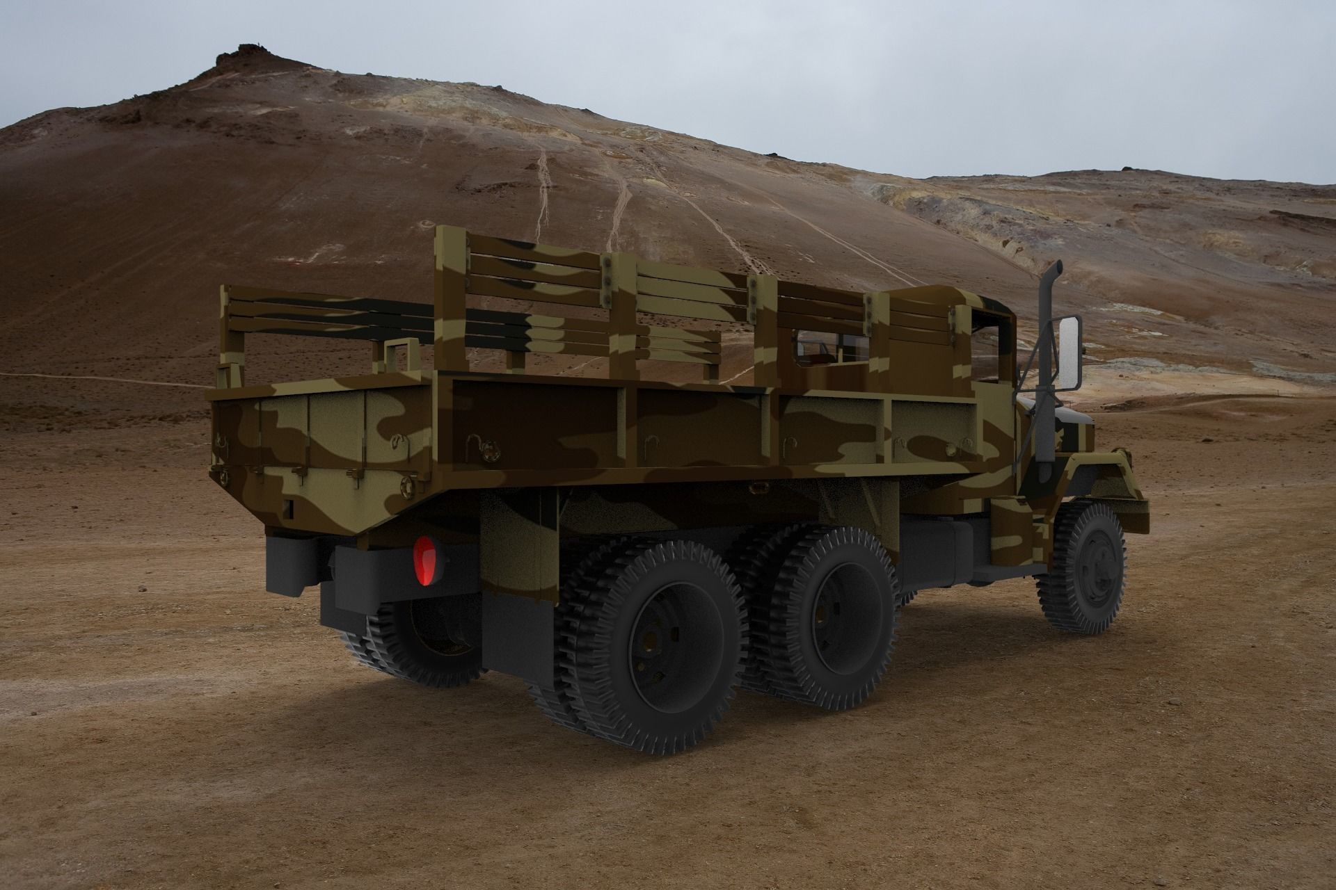 Military truck type B Low-poly 3D model_2