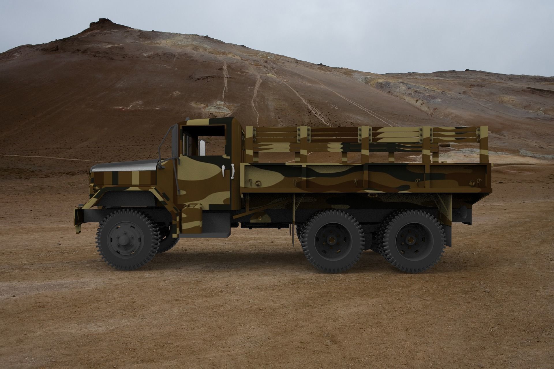 Military truck type B Low-poly 3D model_1