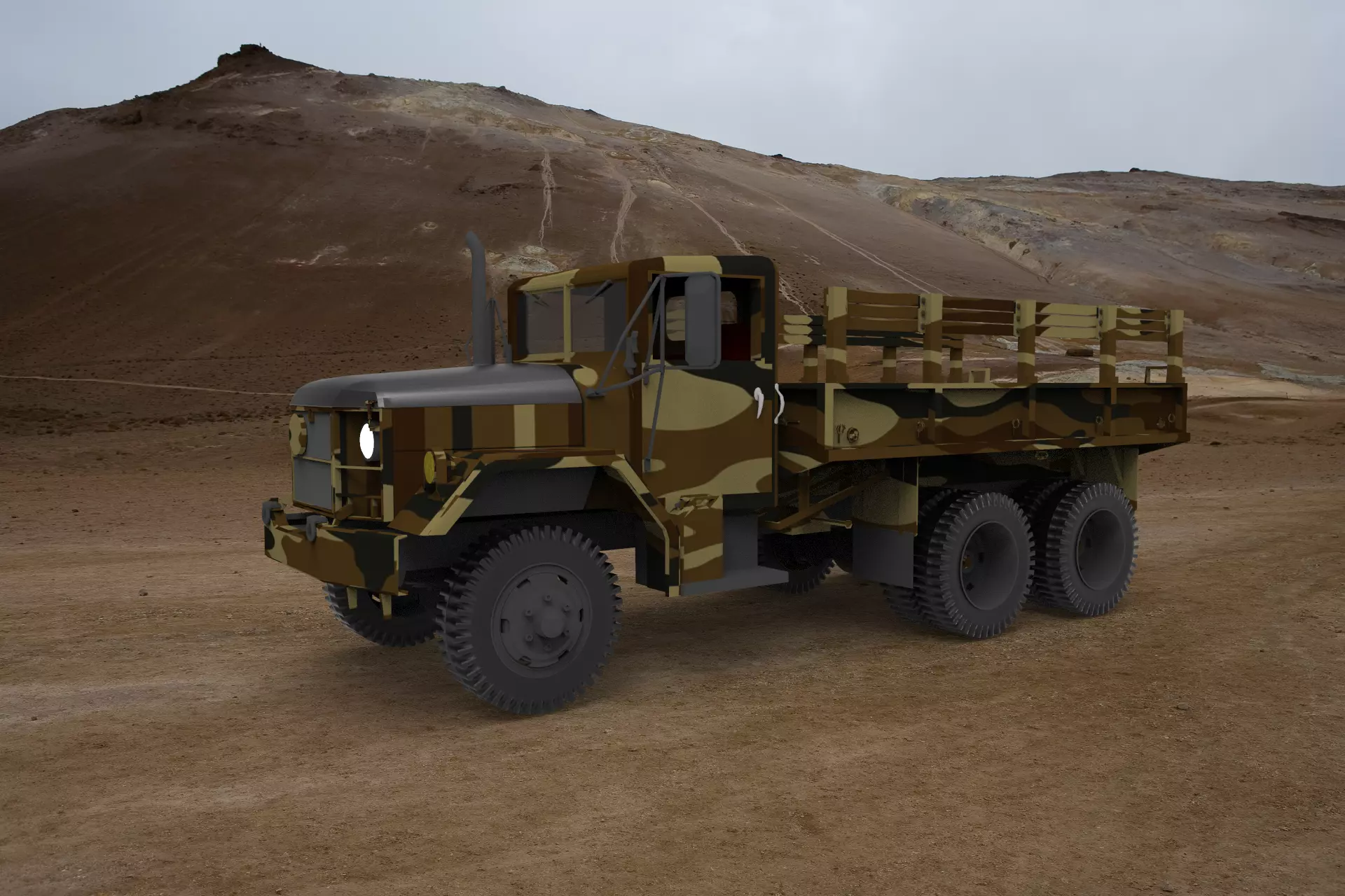 Military truck type B Low-poly 3D model_0