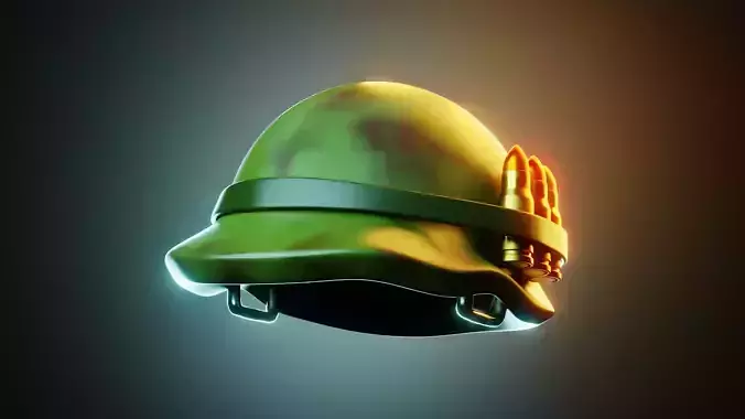 Stylized Army Helmet 3D Model - Bullet Detail Included