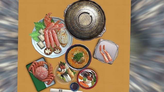 Japanese cuisine 3D model 2
