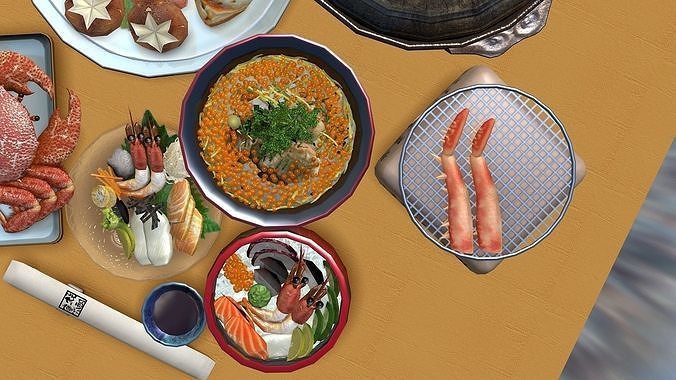 Japanese cuisine 3D model 4