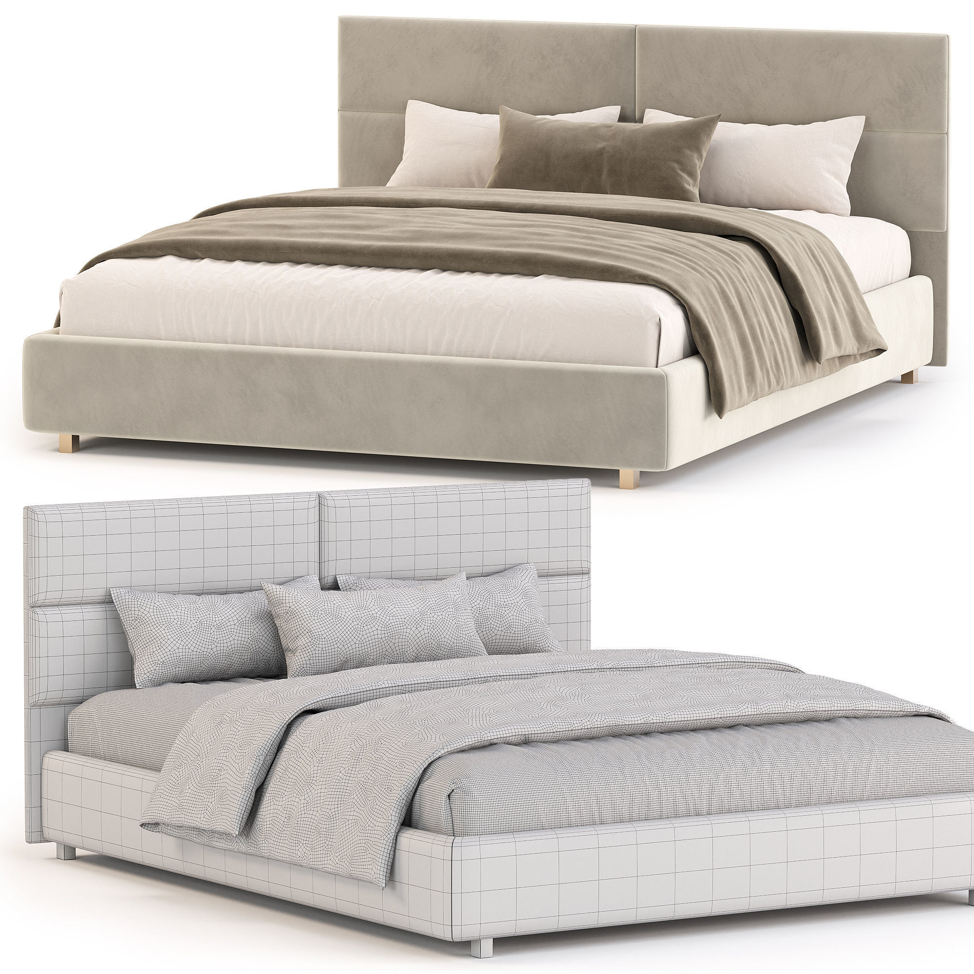 Double bed by sleep and smile 3D model_3