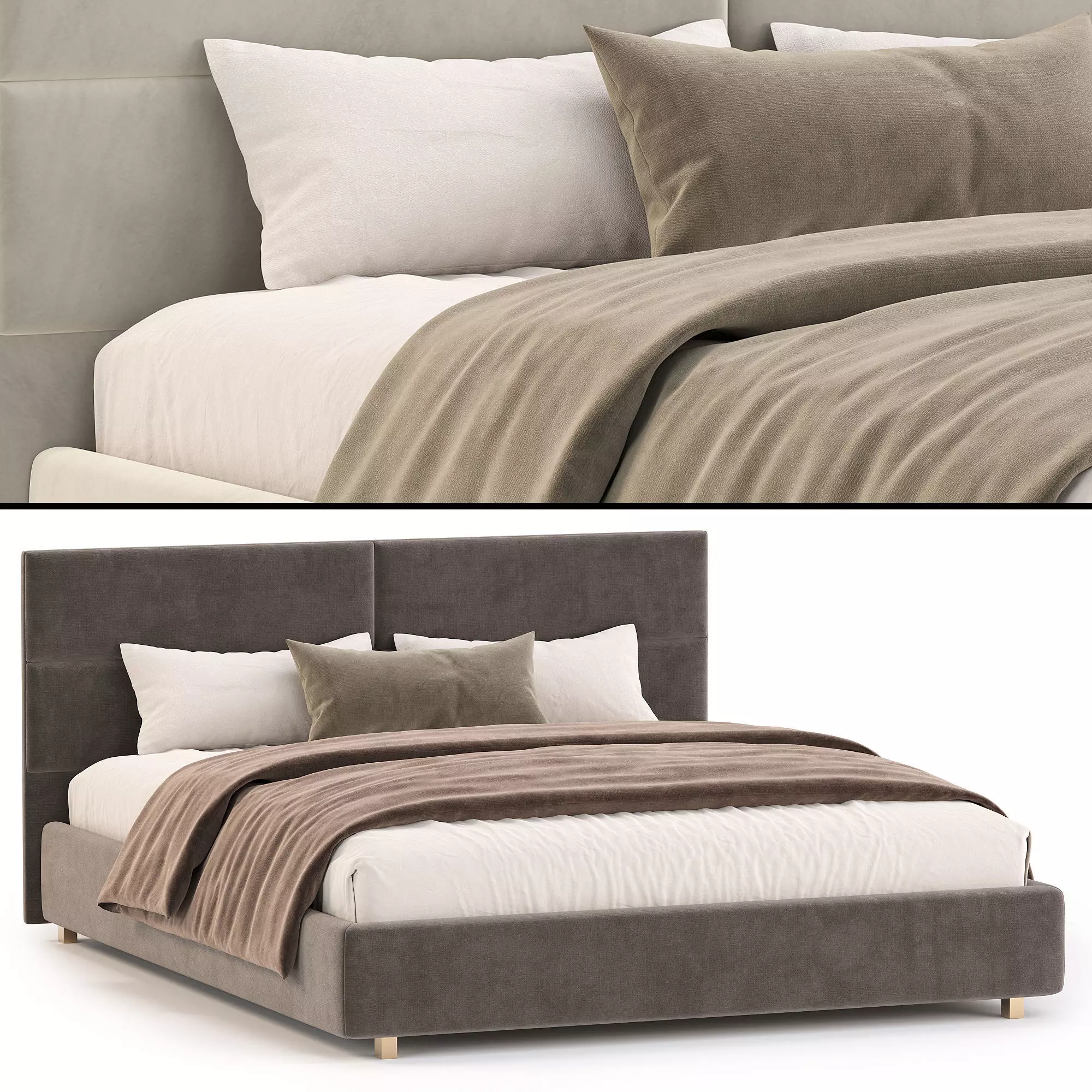 Double bed by sleep and smile 3D model_0