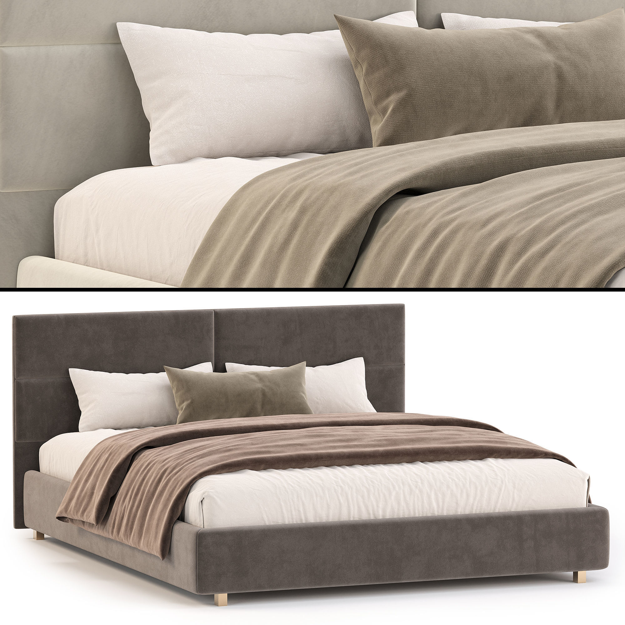 Double bed by sleep and smile 3D model_4