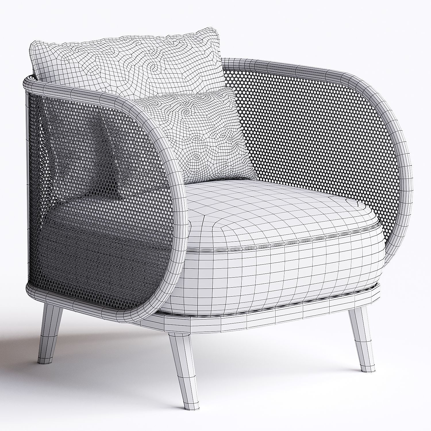 Carry rattan dining chair Low-poly 3D model_3