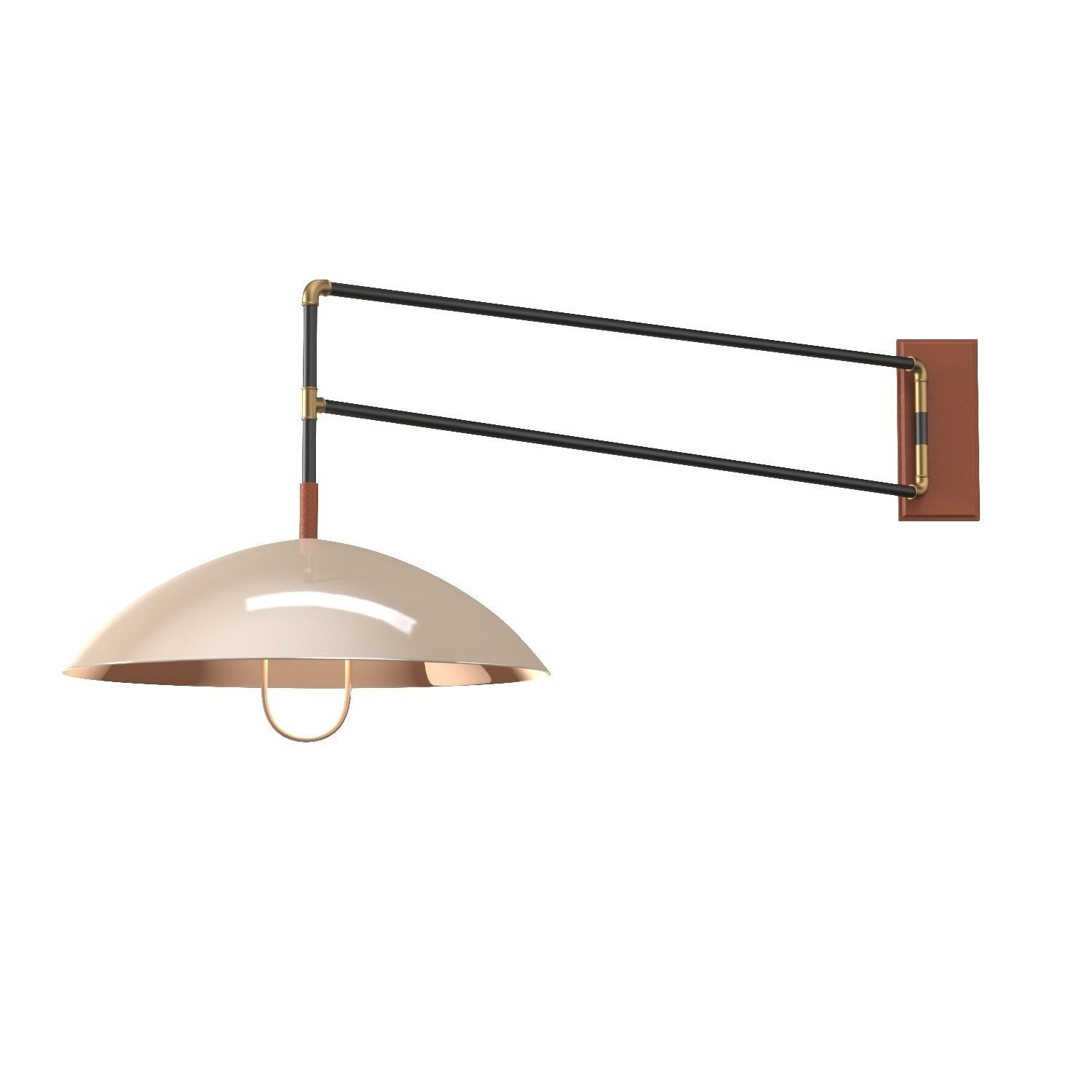 Steel Swing Dome Wall Light 3D model_1