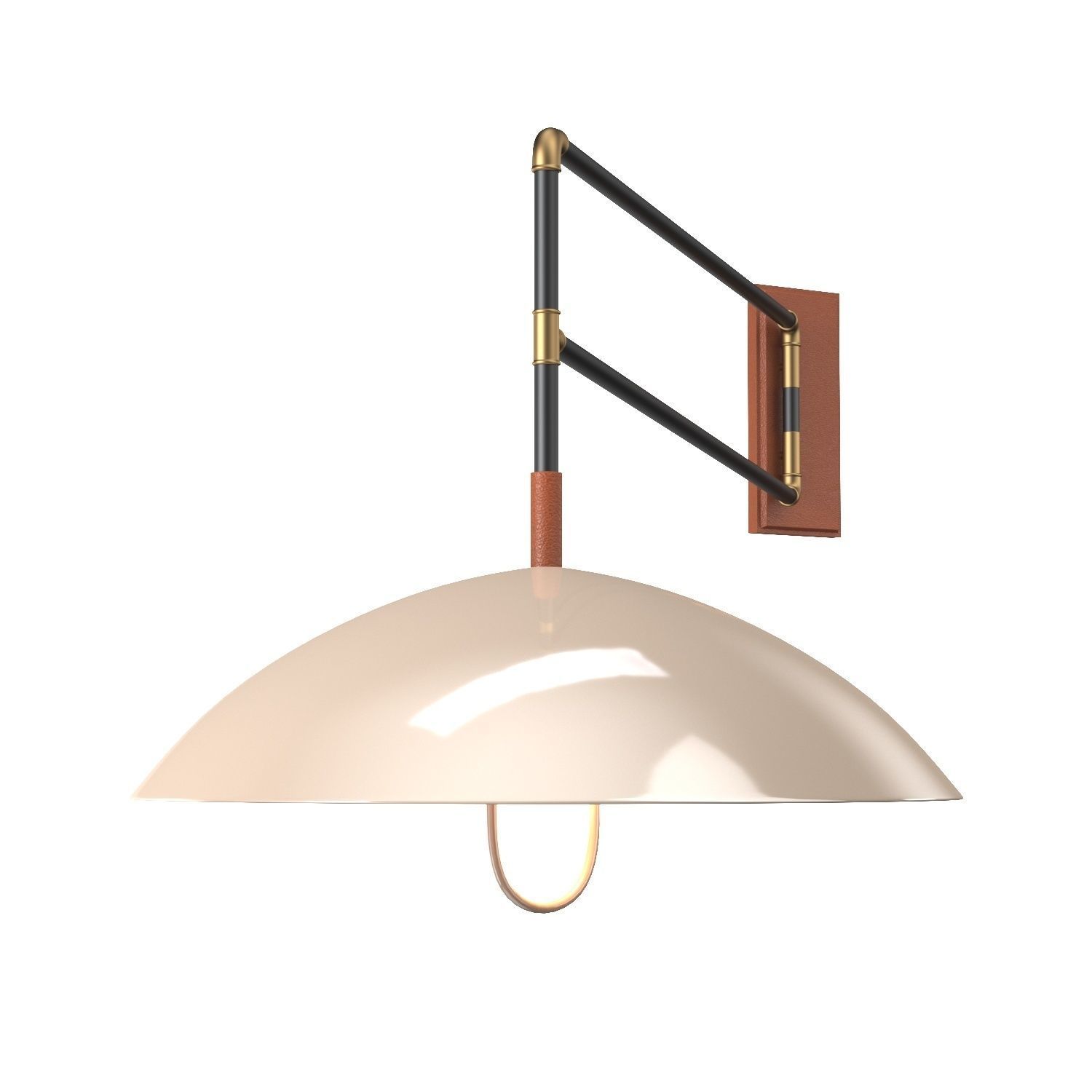 Steel Swing Dome Wall Light 3D model_4