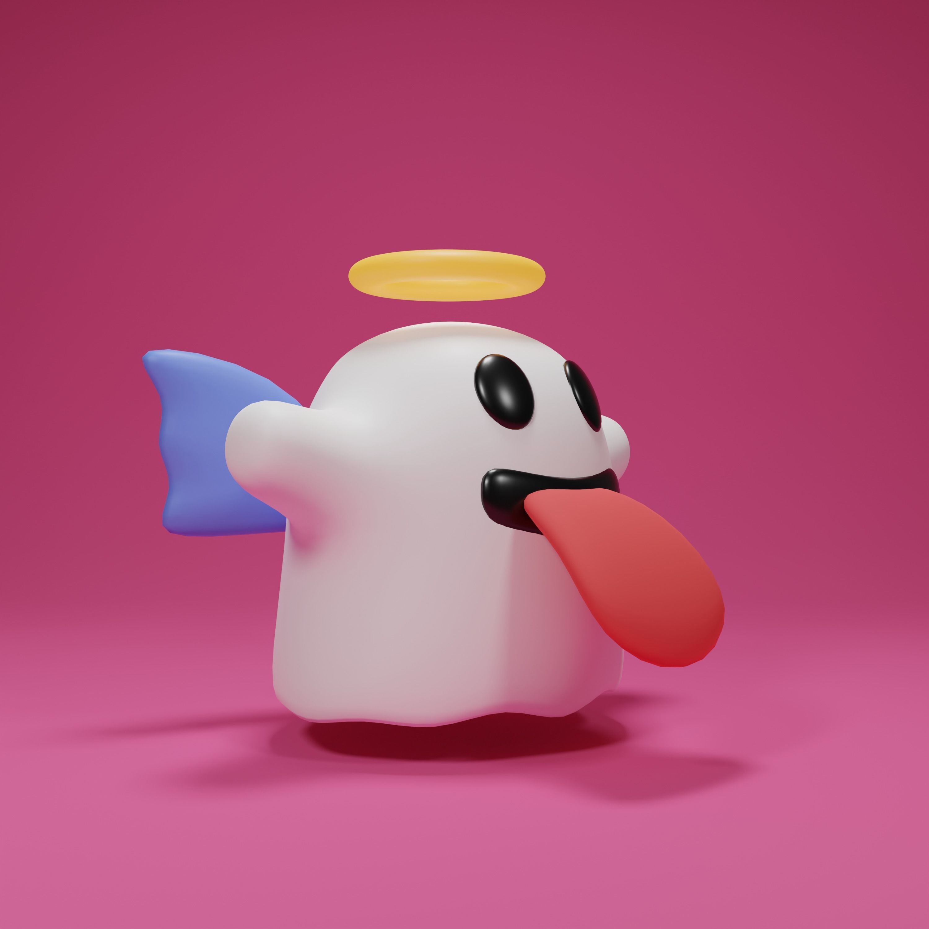 Cute Ghost cartoon 3d model Low-poly 3D model_1