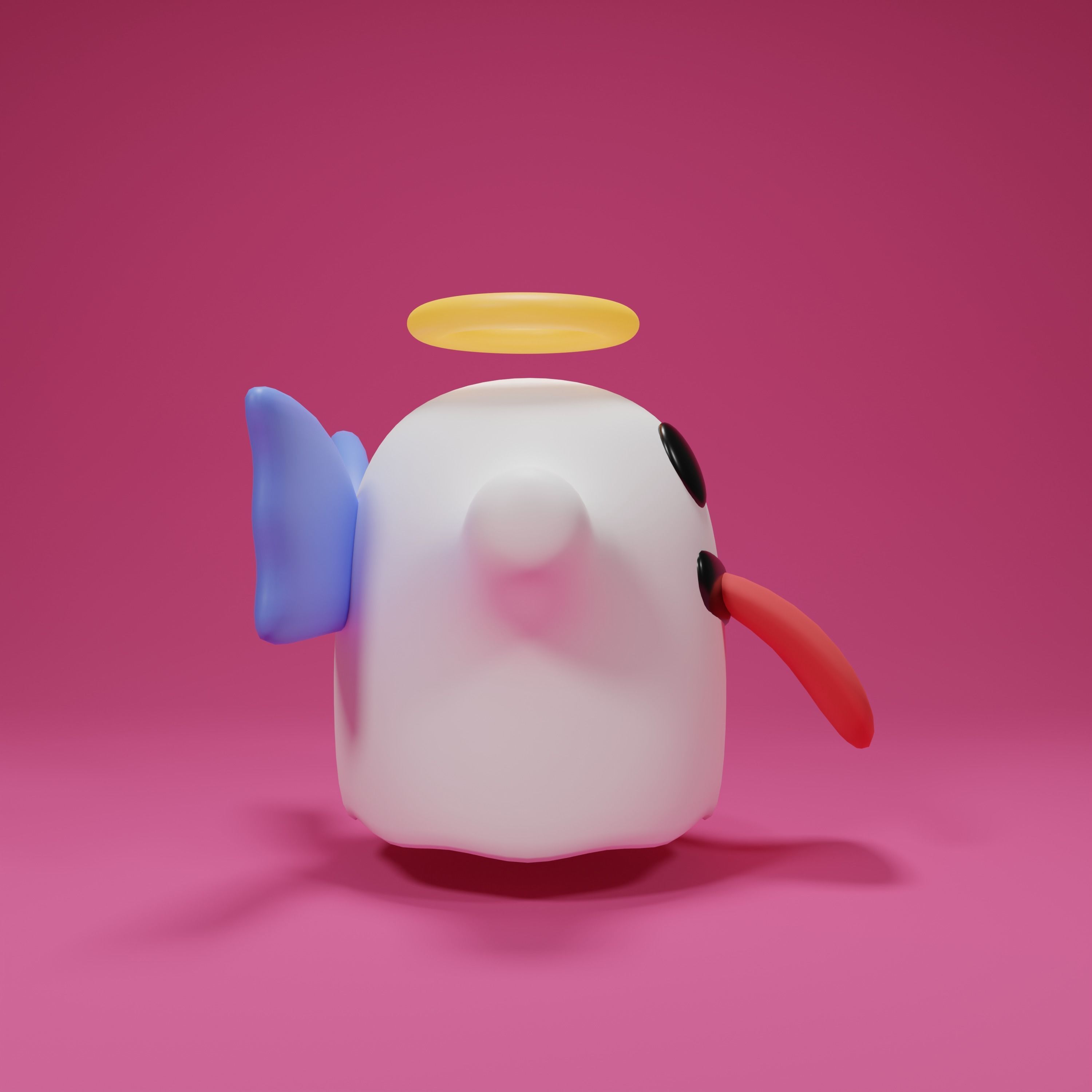 Cute Ghost cartoon 3d model Low-poly 3D model_2
