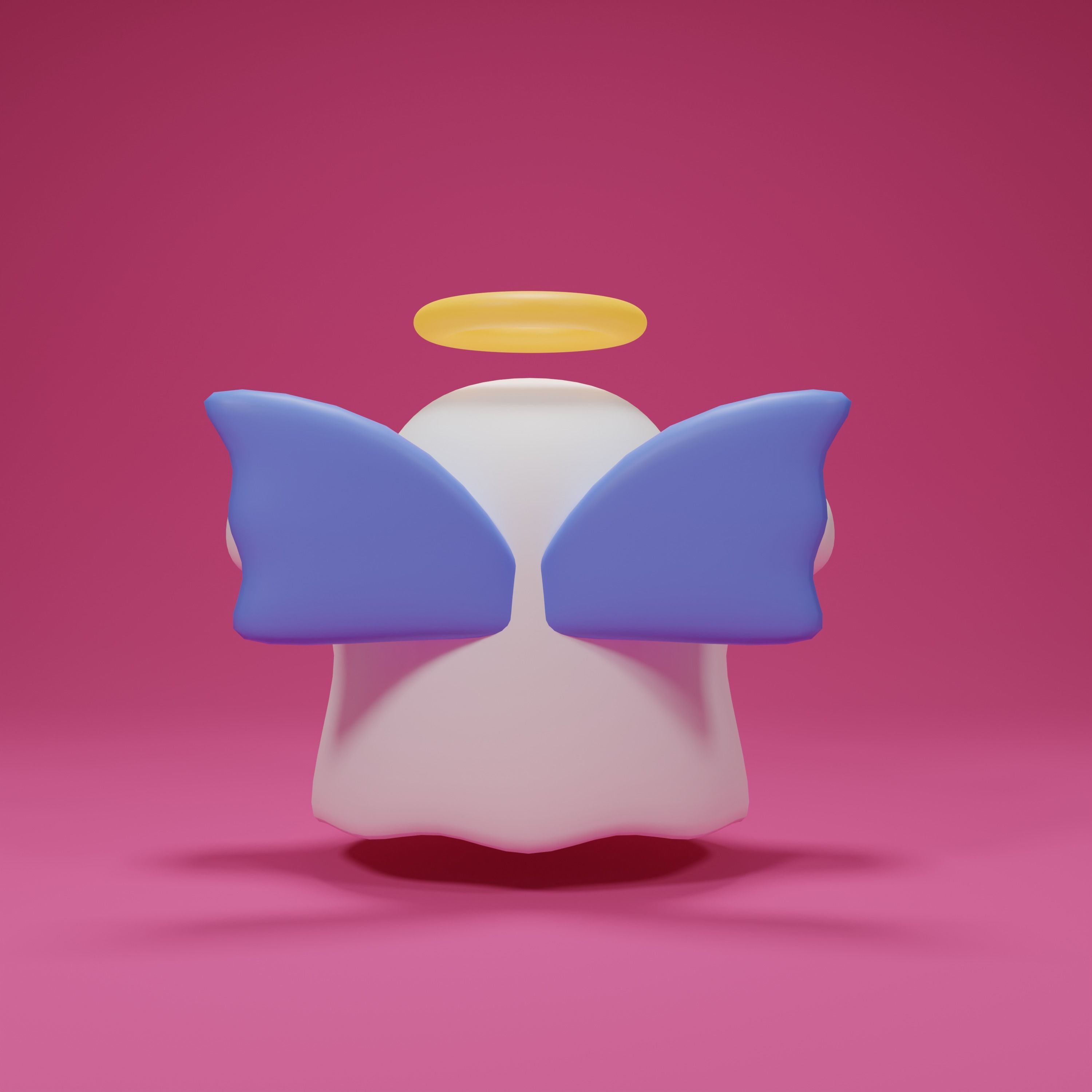 Cute Ghost cartoon 3d model Low-poly 3D model_4