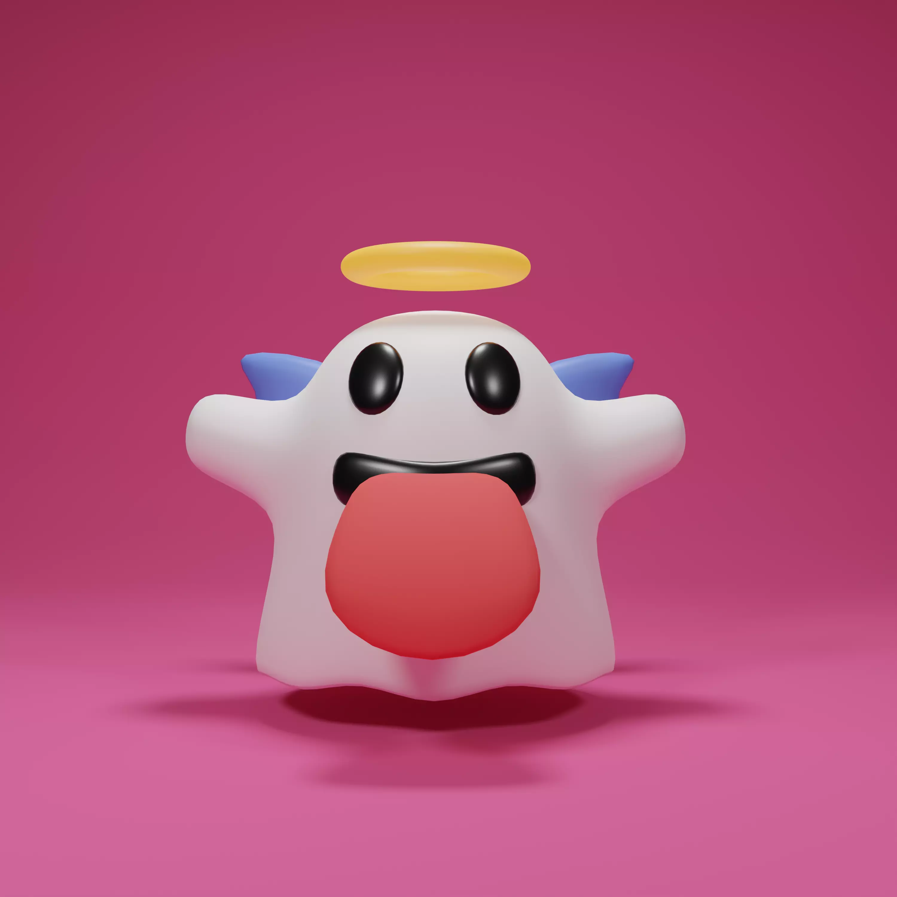 Cute Ghost cartoon 3d model Low-poly 3D model_0