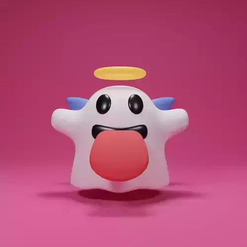 Cute Ghost cartoon 3d model Low-poly