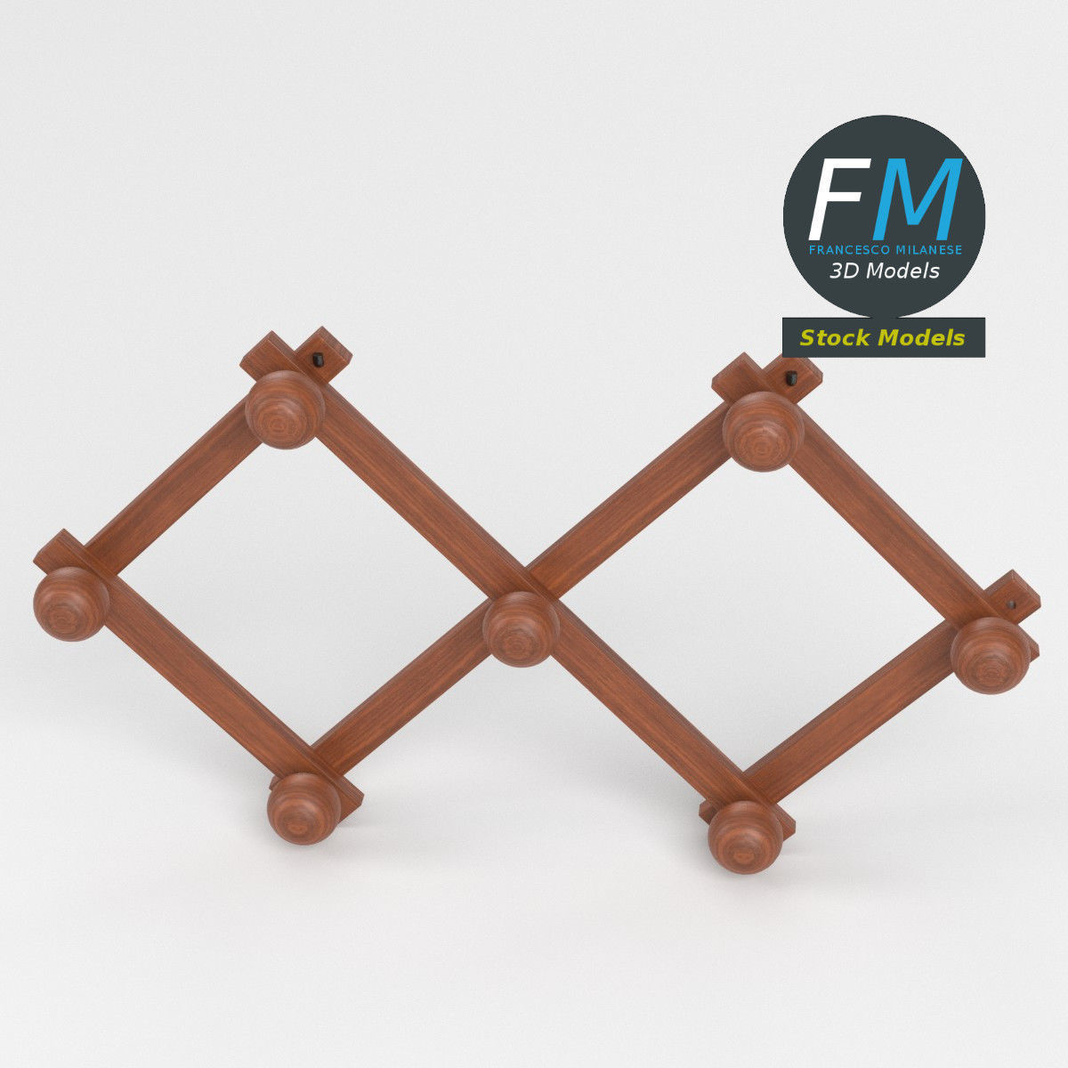 Wall mounted clothes hanger 3D model_2