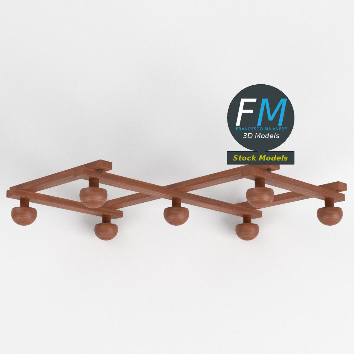 Wall mounted clothes hanger 3D model_6