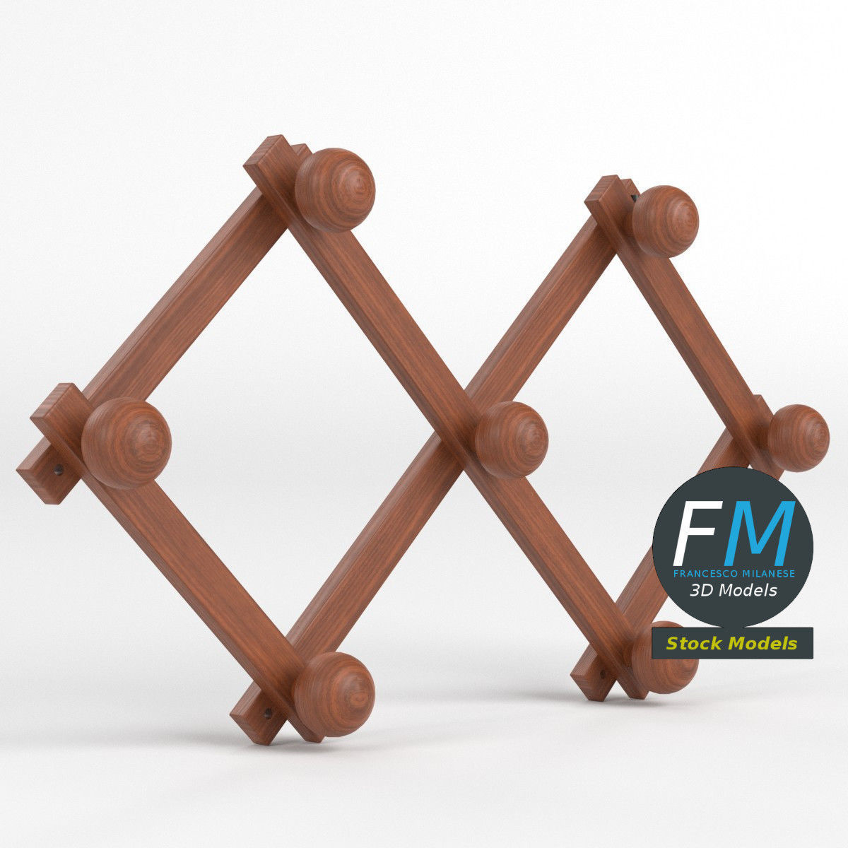 Wall mounted clothes hanger 3D model_3