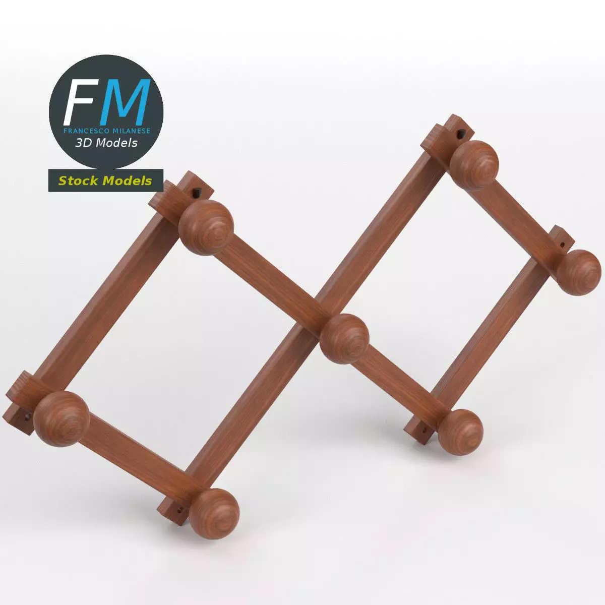 Wall mounted clothes hanger 3D model_0