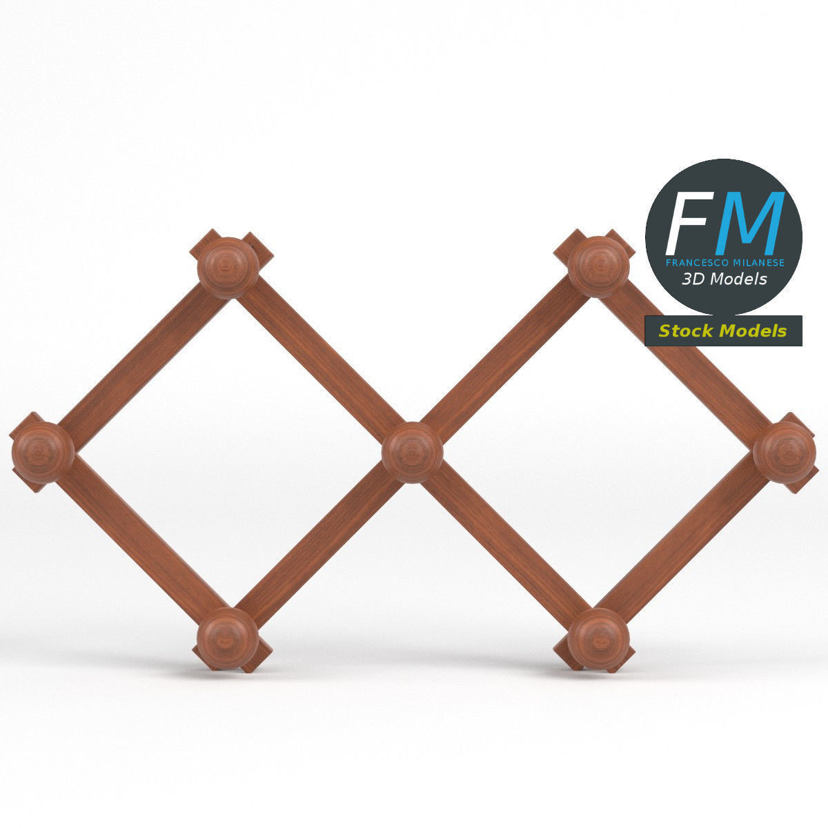 Wall mounted clothes hanger 3D model_4