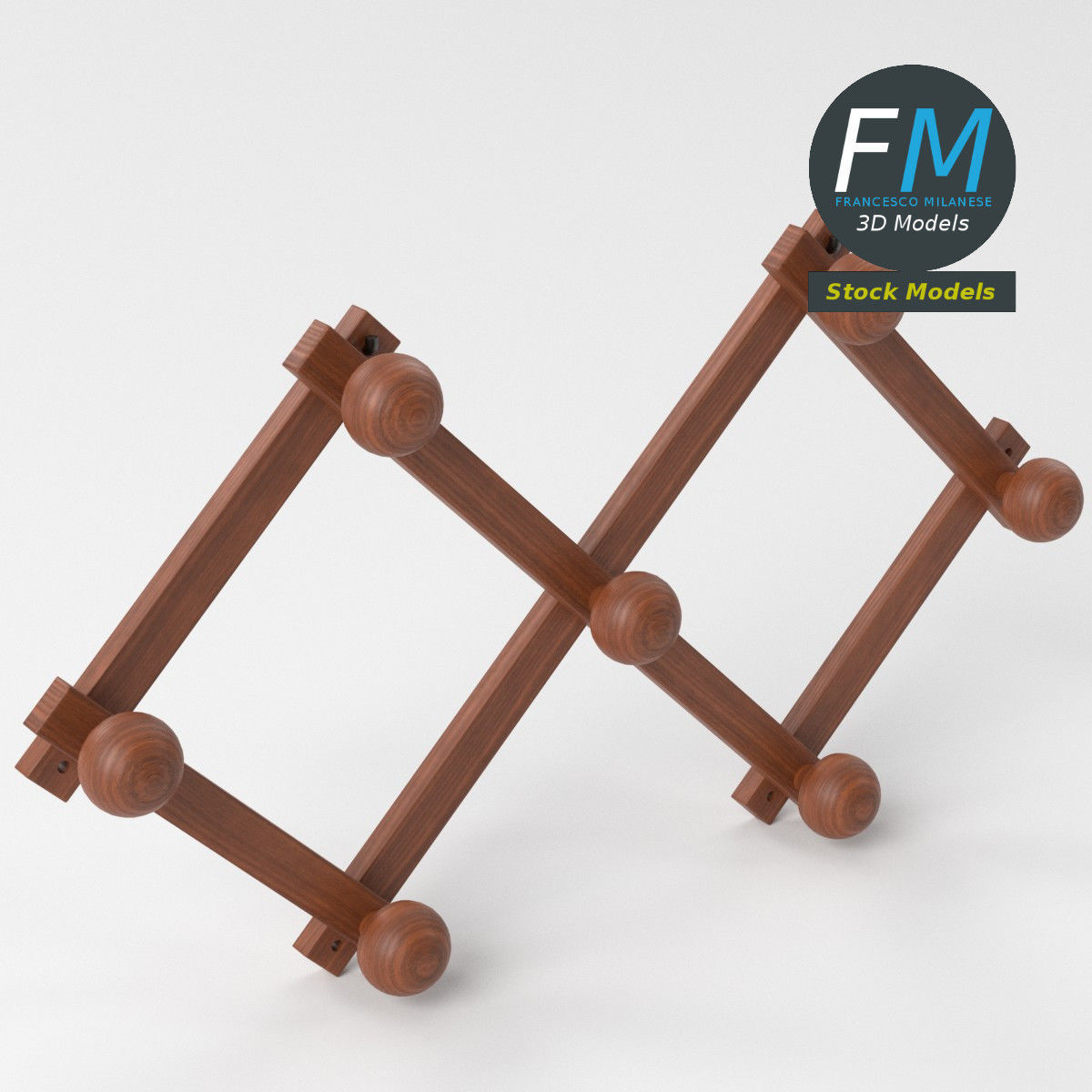 Wall mounted clothes hanger 3D model_5