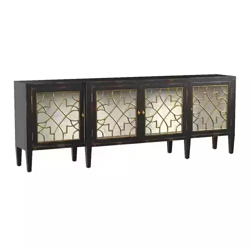 Sanctuary 4-Door Mirrored Console  Ebony