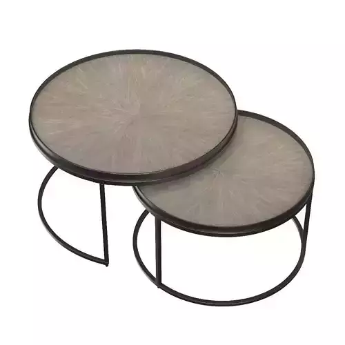 Round Nesting Tables Weathered Elm