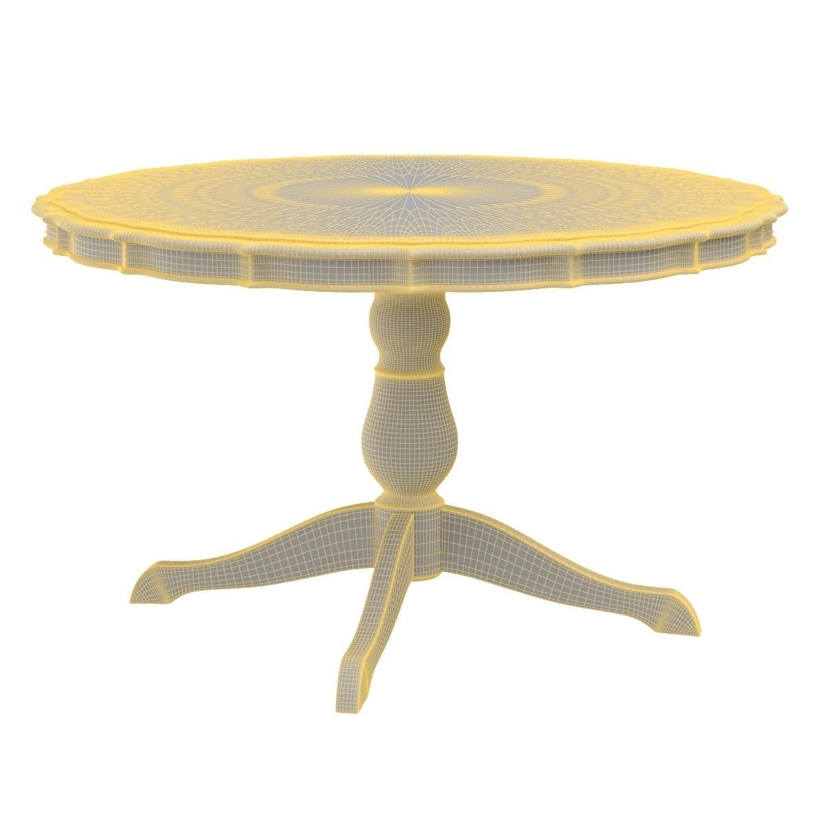 Round Carved Dining Table 3D model_6