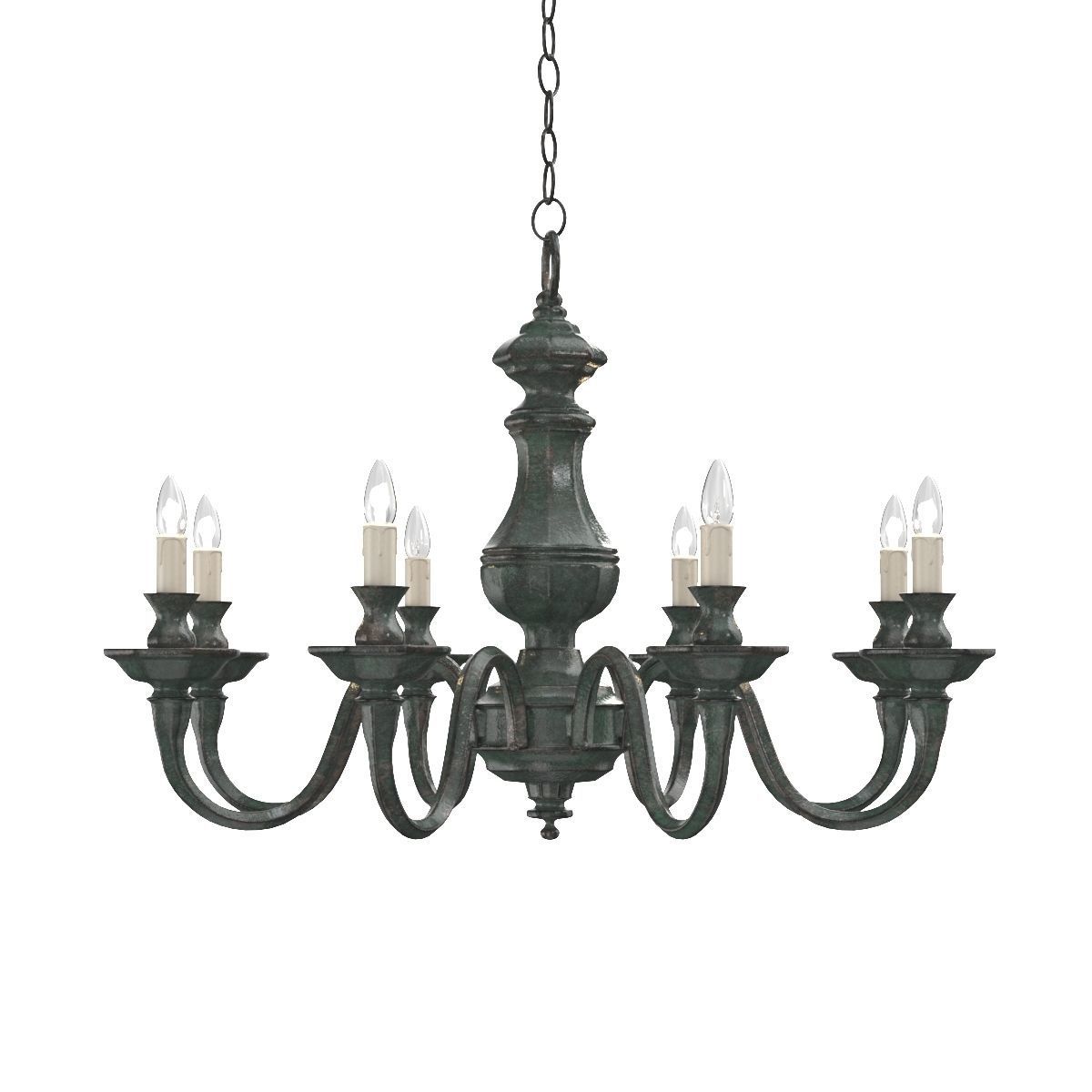 Late 20th Century Verdigris Finish Eight Arm Chandelier 3D model_3