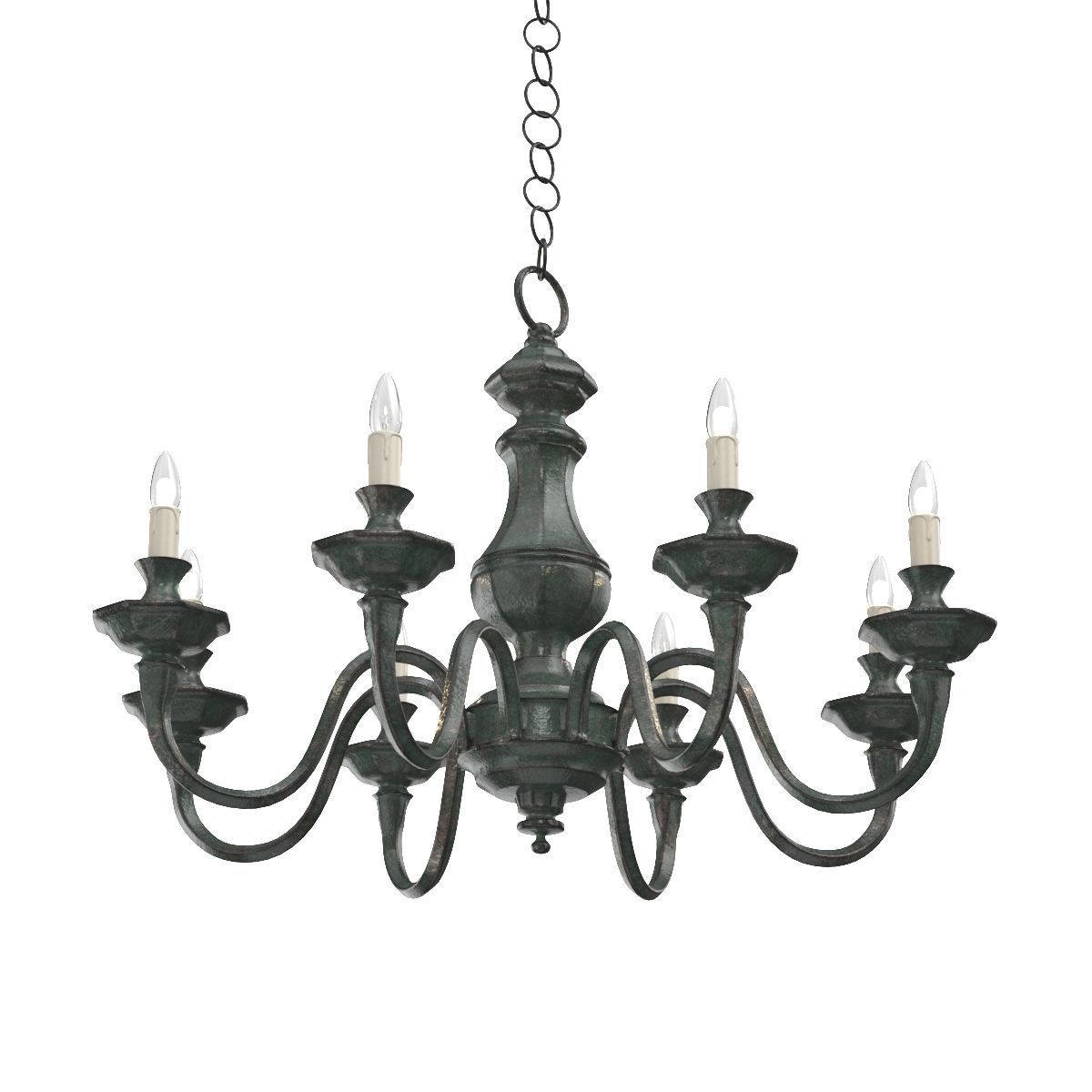 Late 20th Century Verdigris Finish Eight Arm Chandelier 3D model_2