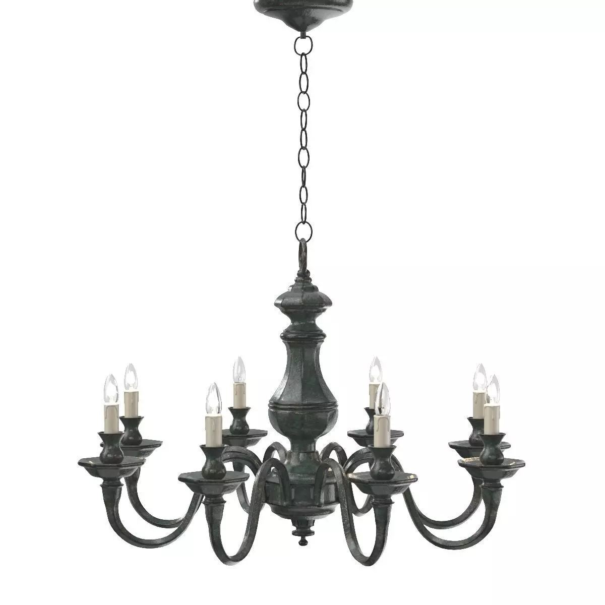 Late 20th Century Verdigris Finish Eight Arm Chandelier 3D model_0