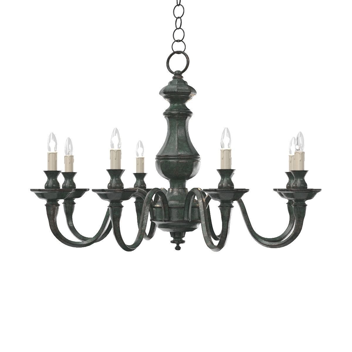 Late 20th Century Verdigris Finish Eight Arm Chandelier 3D model_5