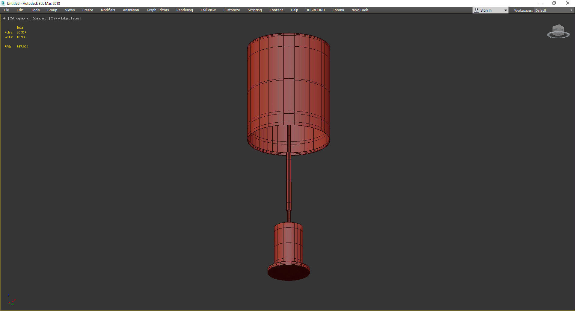 CYLINDER TALL USB TABLE LAMP Low-poly 3D model_3