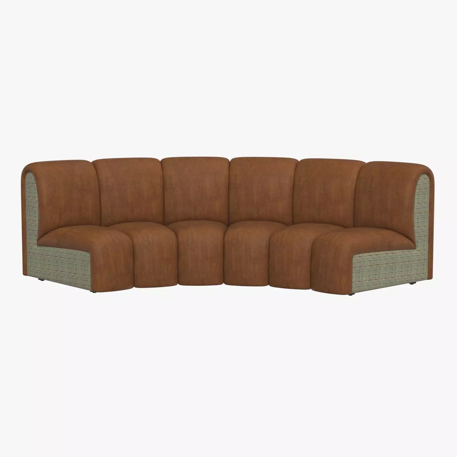Infinity Cognac Velvet Modular Sectional Sofa 3D model_0