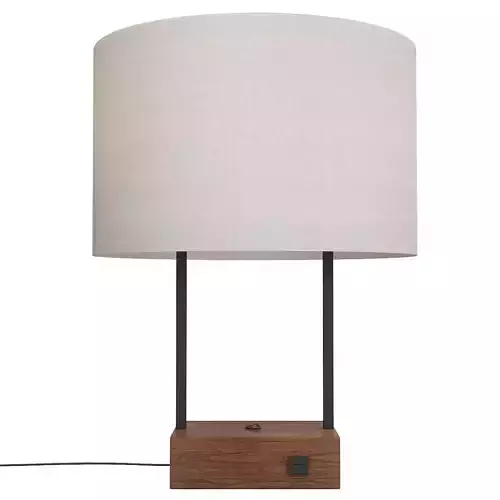DIXON LINEN AND WALNUT USB TABLE LAMP