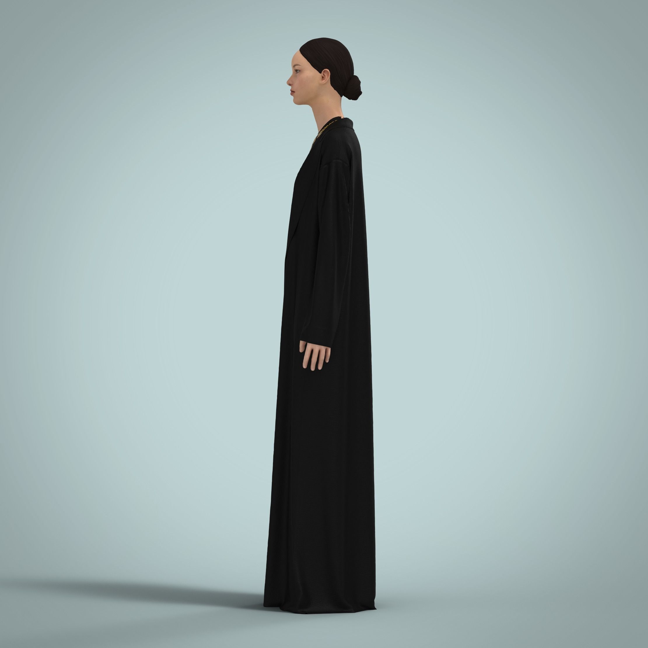 Abaya traditional arabian clothing CLO3D Marvelous Designer 3D model_6