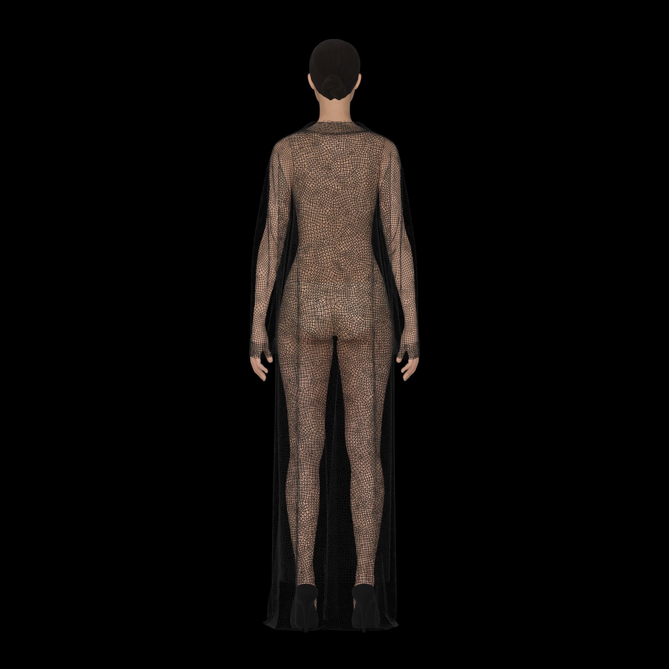 Abaya traditional arabian clothing CLO3D Marvelous Designer 3D model_11