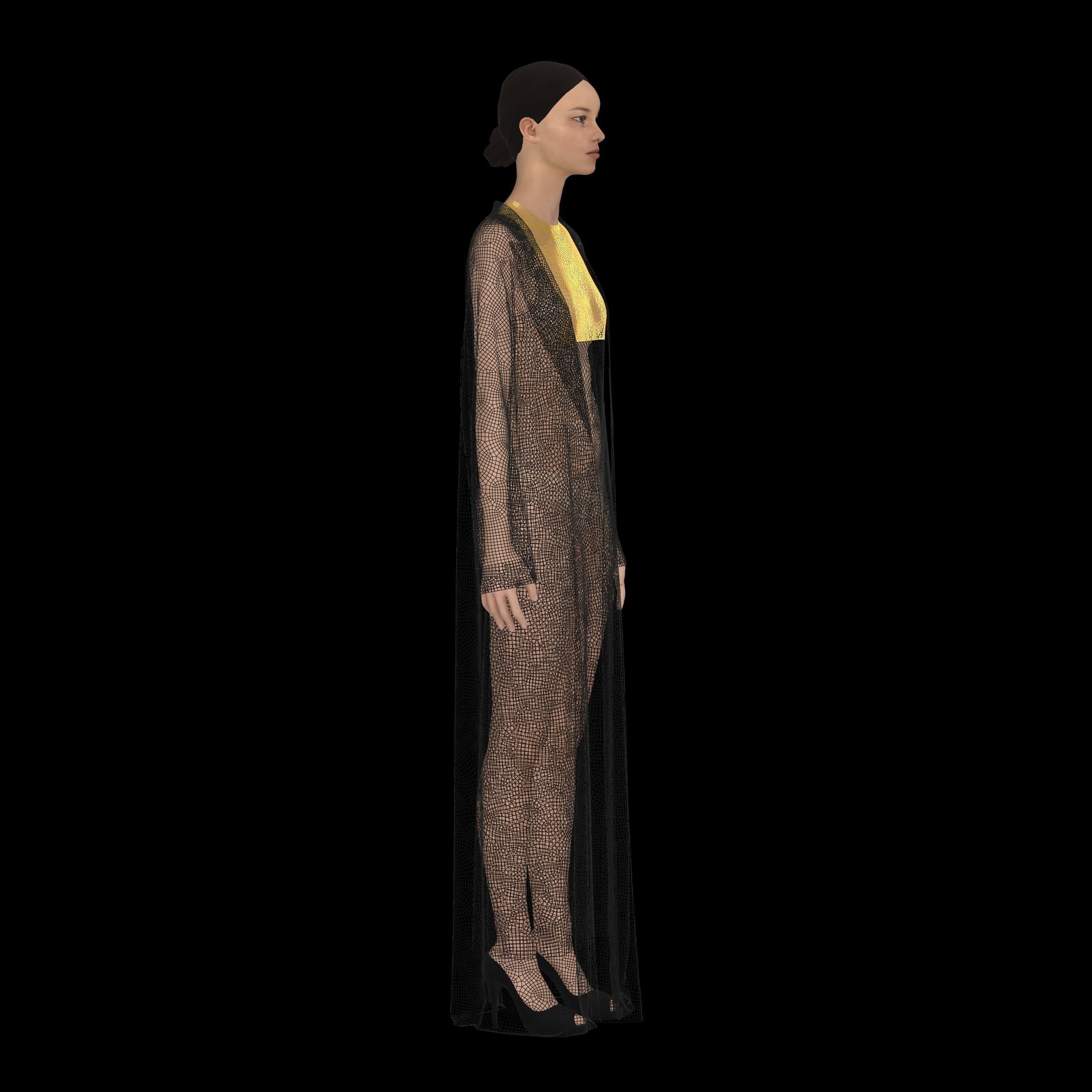Abaya traditional arabian clothing CLO3D Marvelous Designer 3D model_13