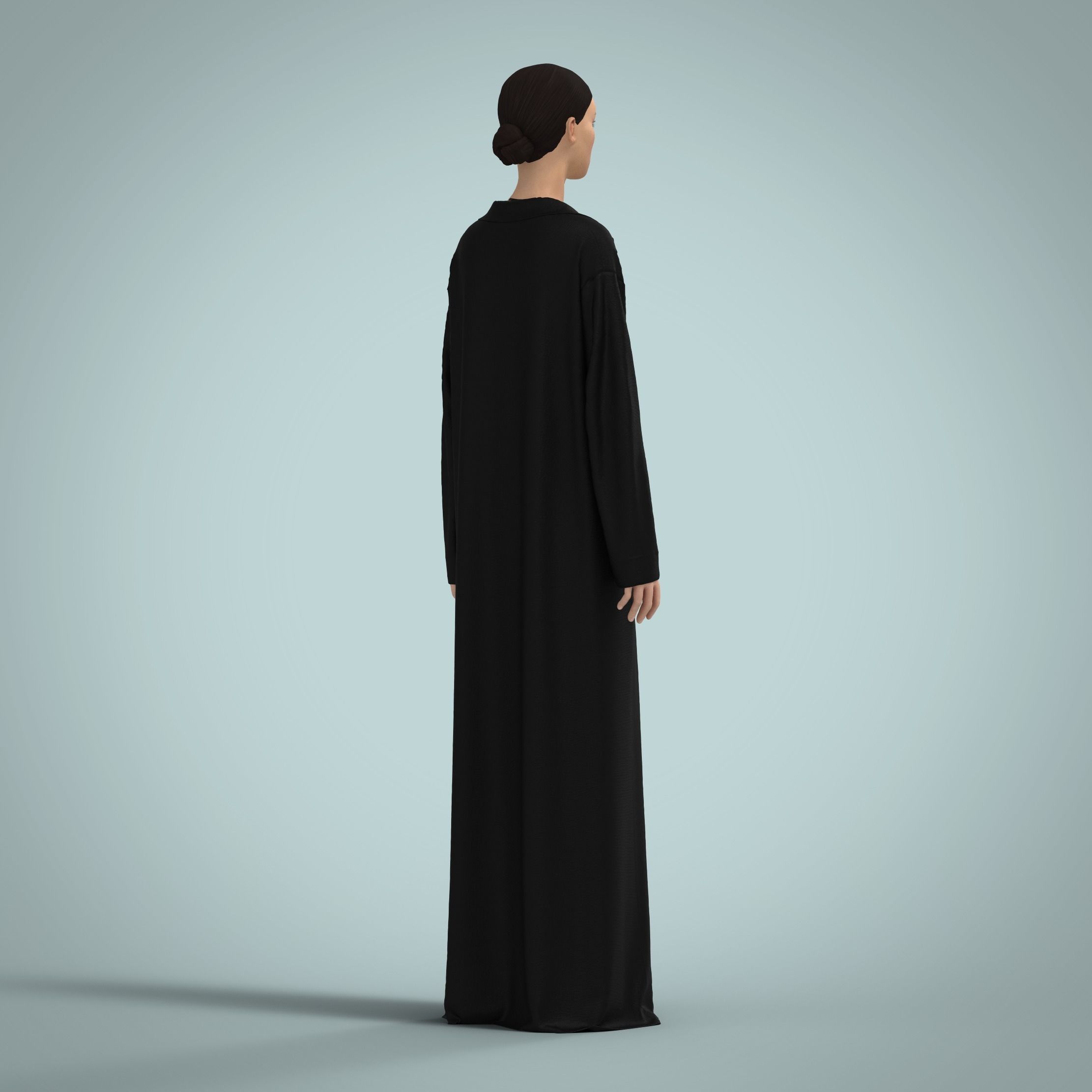 Abaya traditional arabian clothing CLO3D Marvelous Designer 3D model_3