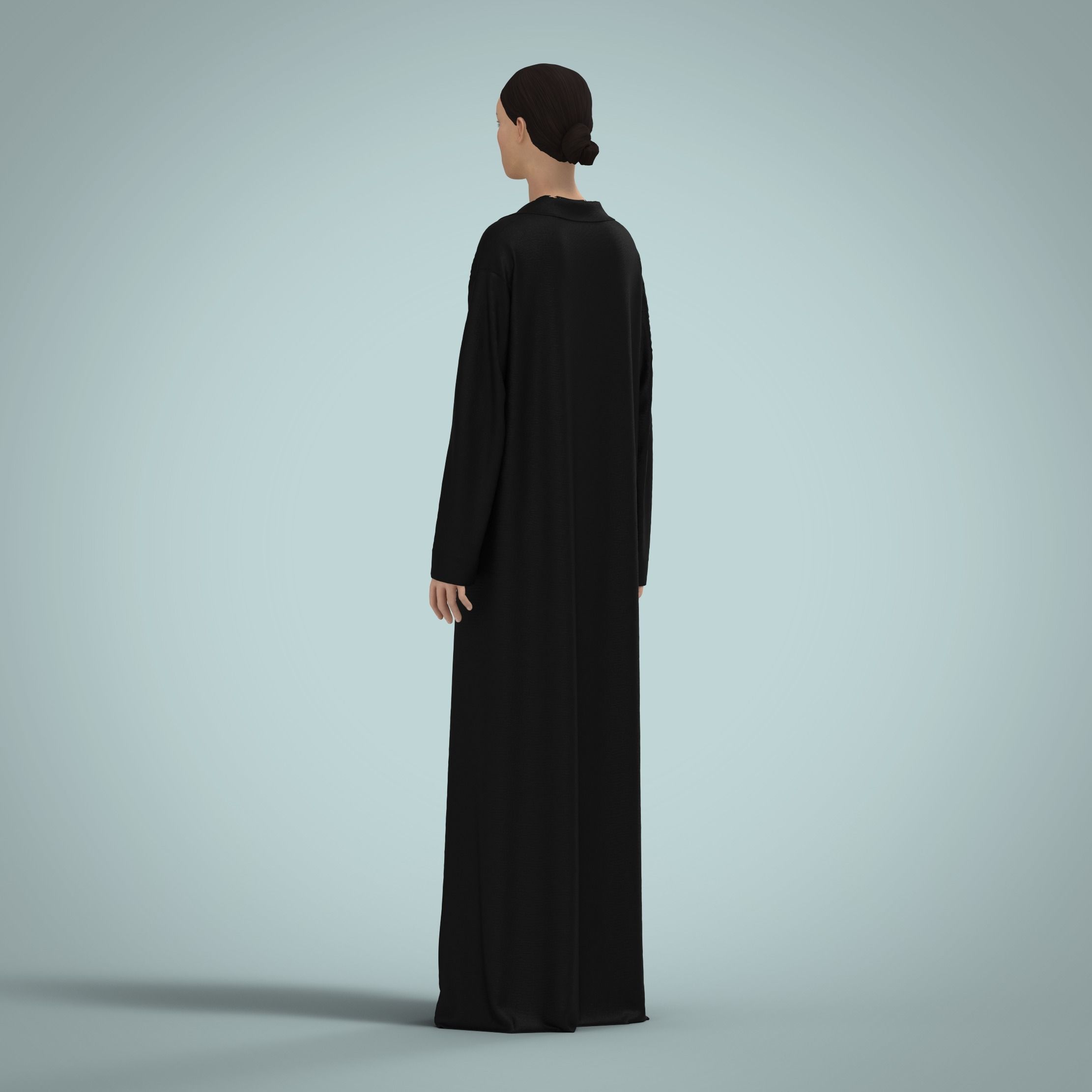 Abaya traditional arabian clothing CLO3D Marvelous Designer 3D model_5