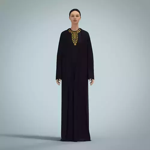 Abaya traditional arabian clothing CLO3D Marvelous Designer 3D model