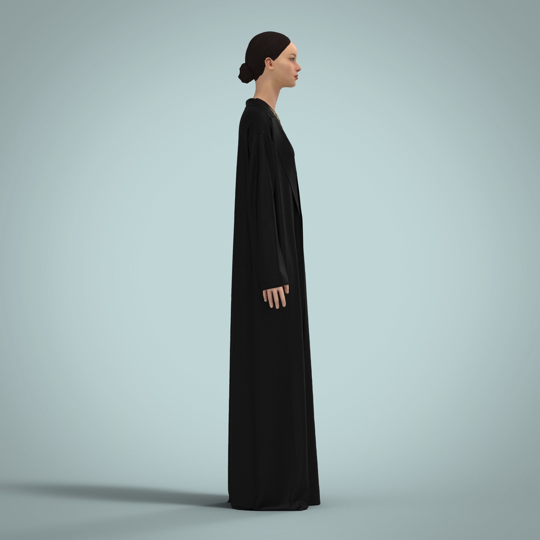 Abaya traditional arabian clothing CLO3D Marvelous Designer 3D model_2