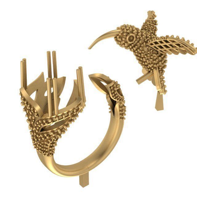 Hummingbird ring 3D print model_1
