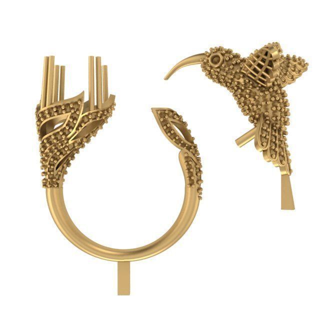 Hummingbird ring 3D print model_2