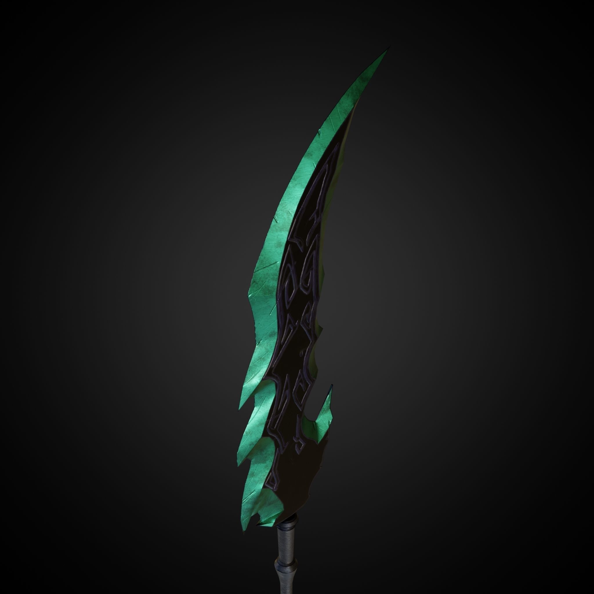 Wounded Sword Emerald Green Low-poly 3D model_10